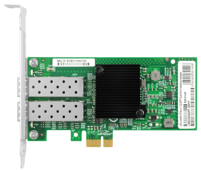 Сетевой адаптер LR-LINK LREC9252PF-2SFP PCIe x1 1000Base-FX 1G Dual-port Network Adapter (Intel I350)
