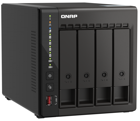 

Сетевой RAID-накопитель QNAP TS-453E-8G 4 отсека 3,5"/2,5", 2 порта 2,5 GbE BASE-T, 2 HDMI-порта. Intel Celeron J6412 2,0 ГГц (2,6 ГГц), 8 ГБ., TS-453E-8G