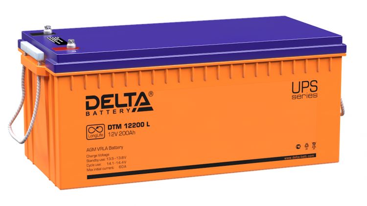 

Батарея Delta DTM 12200 L 12В, 200Ач, 522х238х258мм, DTM 12200 L