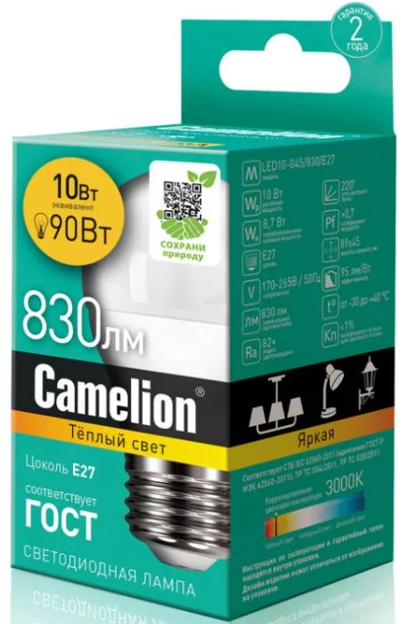 фото Camelion LED10-G45/830/E27