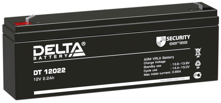 Батарея Delta DT 12022 12В, 2,2Ач, цвет черный
