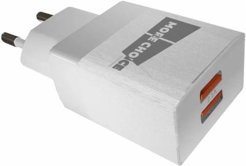 Зарядное устройство сетевое More Choice NC24a 2*USB 2.1A для Type-C White, цвет белый