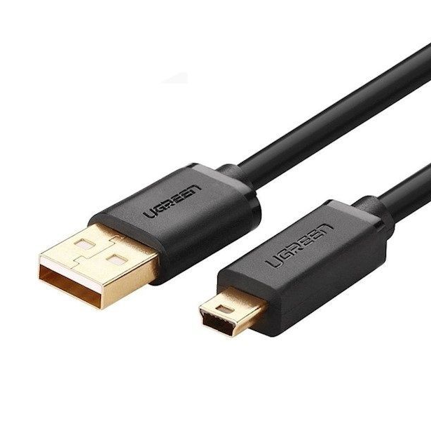 Кабель UGREEN US132 30472_ USB 2.0 A Male to Mini 5 Pin Male, 2м, черный 20cm micro usb to mini usb otg cable male to male converter adapter data charging mini 5 pin usb extension cable
