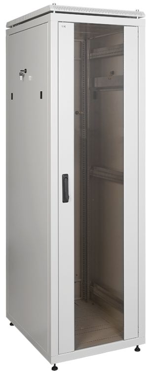 цена Шкаф ITK LN35-42U68-G сетевой 19 LINEA N 42U 600х800 мм стеклянная передняя дверь серый