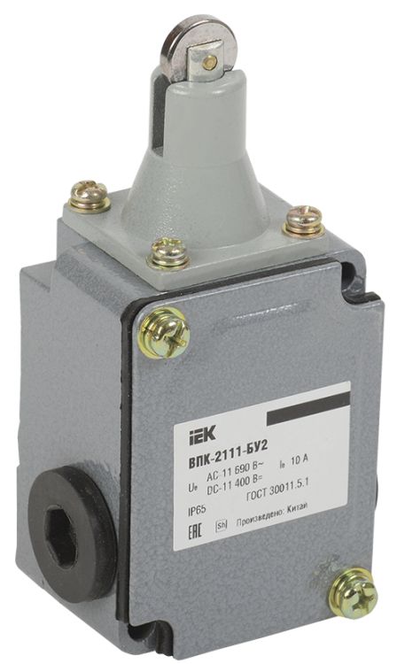 

Выключатель IEK KV-1-2111-1 концевой ВПК-2111-БУ2 толкатель с роликом IP65, KV-1-2111-1