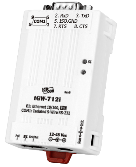 

Преобразователь ICP DAS tGW-712i CR Tiny Modbus/TCP to RTU/ASCII Gateway with PoE and 1 Isolated RS-232 Port (RoHS), tGW-712i CR