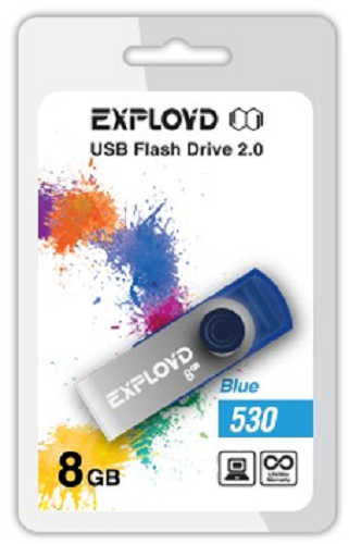 

Накопитель USB 2.0 8GB Exployd 530 синий, 530