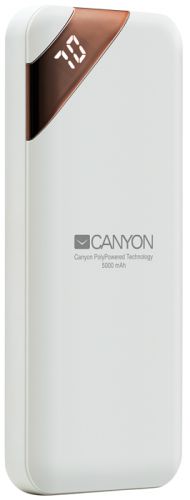 Аккумулятор внешний универсальный Canyon PB-54 CNE-CPBP5W 5000mAh, 5V/2A, 5V/2.1A, USB cable length 0.25m, white