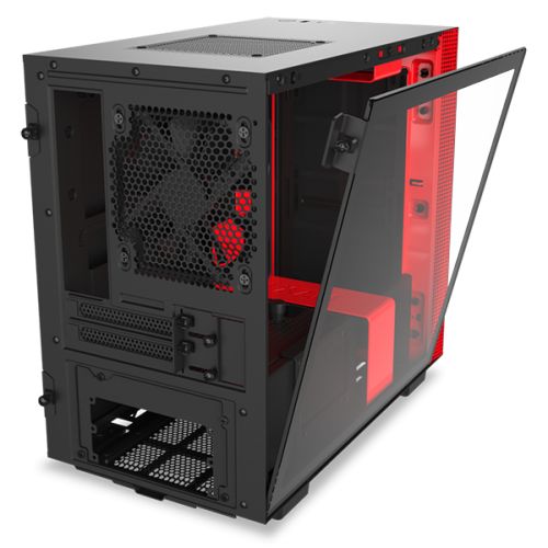 Корпус mini-ITX NZXT H210i black/red, без БП, закаленное стекло, fan 2x120mm, LED-подсветка, 2xUSB 3.1 (Type-A/Type-С), audio CA-H210I-BR - фото 5