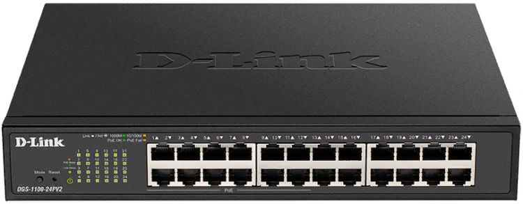 

Коммутатор D-link DGS-1100-24PV2/A3A 24x10/100/1000Base-T (12 портов РоЕ 802.3af/at, PoE-бюджет 100 Вт), L2, DGS-1100-24PV2/A3A