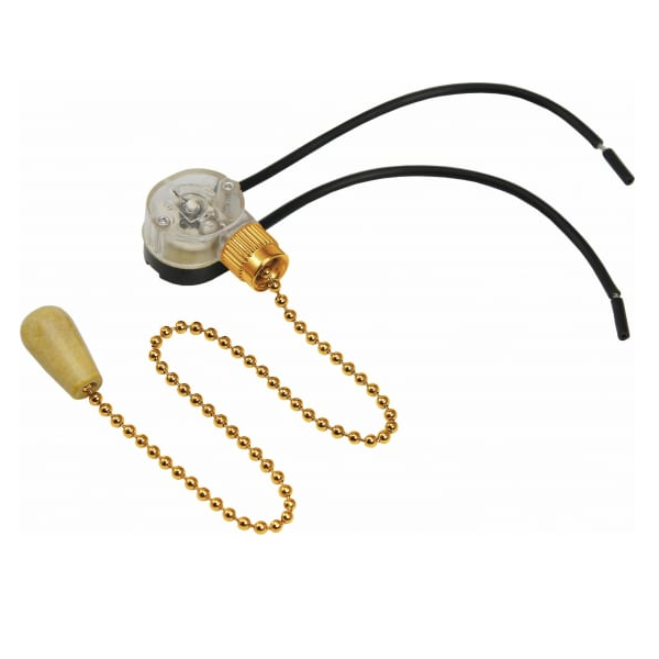 Выключатель Rexant 32-0104 для настенного светильника c проводом и деревянным наконечником «Gold»
