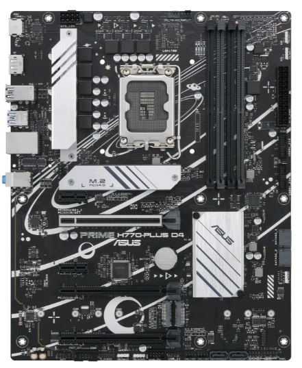 Материнская плата ATX ASUS PRIME H770-PLUS D4 (LGA1700, H770, 4*DDR4 (5066), 4*SATA 6G RAID, 3*M.2, 5*PCIE, 2.5Glan, HDMI, DP, USB Type-C, 5*USB 3.2,