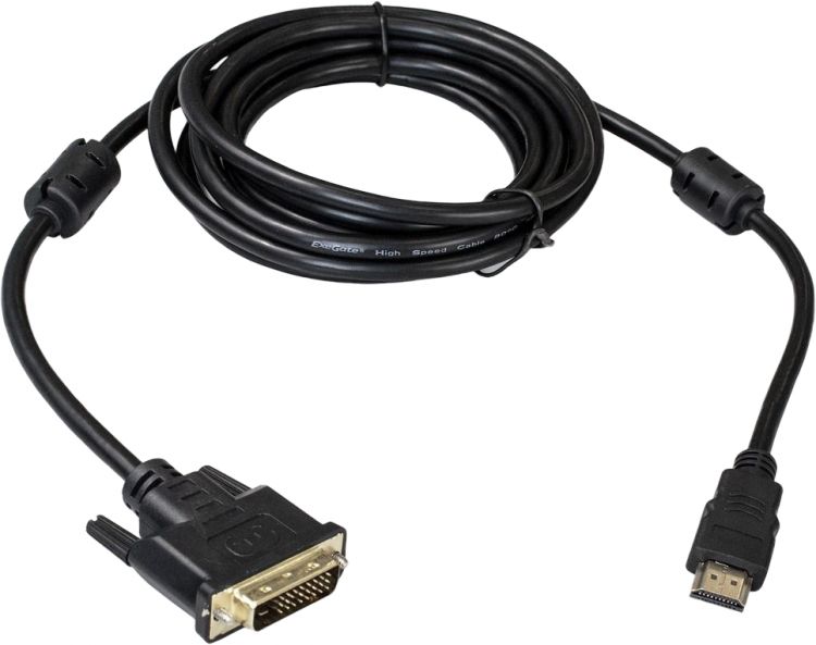 

Кабель HDMI-DVI Exegate EX-CC-HDMIM-DVIM-1.8 EX191101RUS (19M/25M, dual link, 2 фильтра, 1,8м, позолоченные контакты), EX-CC-HDMIM-DVIM-1.8