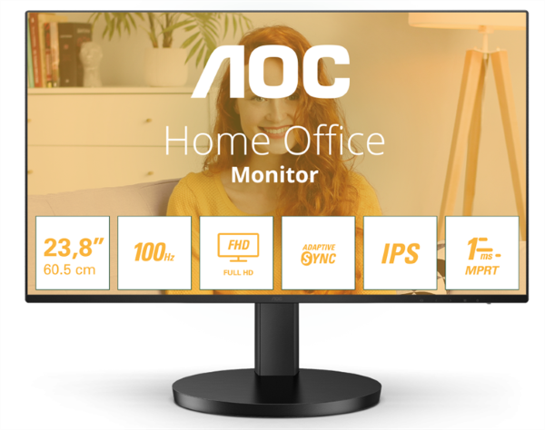 

Монитор 23,8" AOC 24B3HA2 1920х1080, WLED, 16:9, IPS, 250cd, 1300:1, 20M:1, 4ms, 178/178, VGA, HDMI, 100Hz, Speakers, Tilt, Внутр, VESA, Black, 3y, 24B3HA2