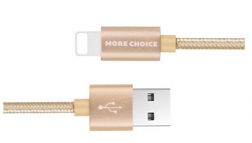 Кабель интерфейсный More Choice K11i USB 2.0A для Lightning 8-pin нейлон 1м Gold, цвет золото