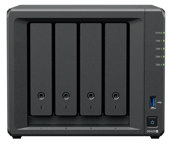 

Сетевой накопитель Synology DS423+ 4x3.5/2.5" HDD/SSD SATA (2xNVMe), RAID JBOD/0/1/5/6/10, 2xRJ-45 1GbE LAN, 2xUSB3.2Gen1, без HDD, DS423+