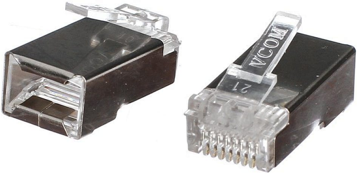 Коннектор VCOM VNA2230-1/20 RJ45 8P8C для FTP кабеля 5 кат. экранированный (20шт) кабель neomax nm20031 ftp внешний 4 пары кат 5е 305 м медный экранированный