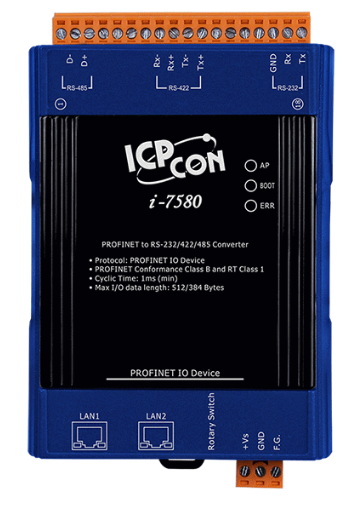 

Преобразователь ICP DAS I-7580 CR PROFINET to RS-232/422/485 Converter (RoHS), I-7580 CR