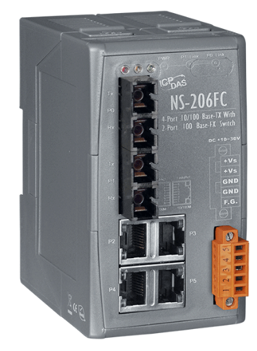 

Коммутатор ICP DAS NS-206FC CR Unmanaged 4-Port Industrial 10/100 Base-T(X) with Dual 100 Base-FX Switch (RoHS), NS-206FC CR