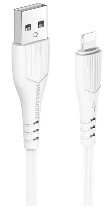 Кабель интерфейсный More Choice K22i USB 2.4A для Lightning 8-pin TPE 1м White, цвет белый