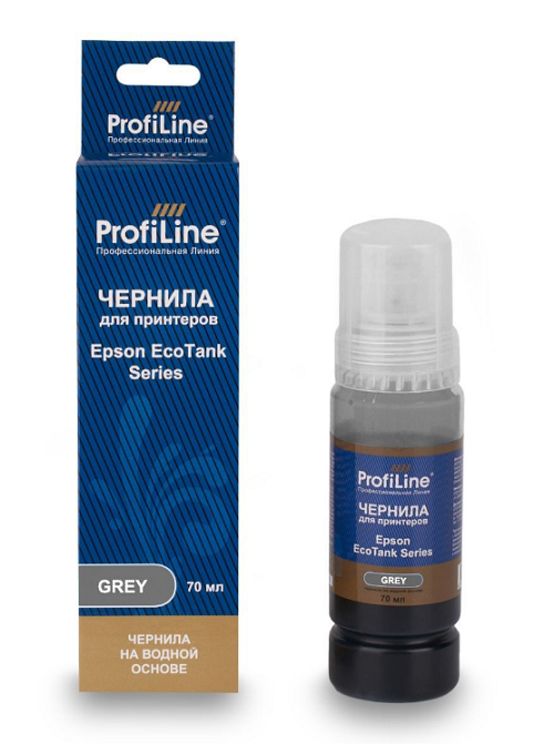 Чернила ProfiLine PL_INK_E_type-2_G_70ml для принтеров Epson EcoTank 8500/8550 на водной основе Grey 70 мл