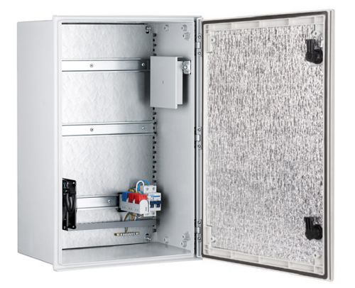Шкаф NSGate NSP-4060H3F1 P406H3F1 400x600x230 комплект [1, 2, 3, 4] с нагревателем и оптическим крос, цвет серый