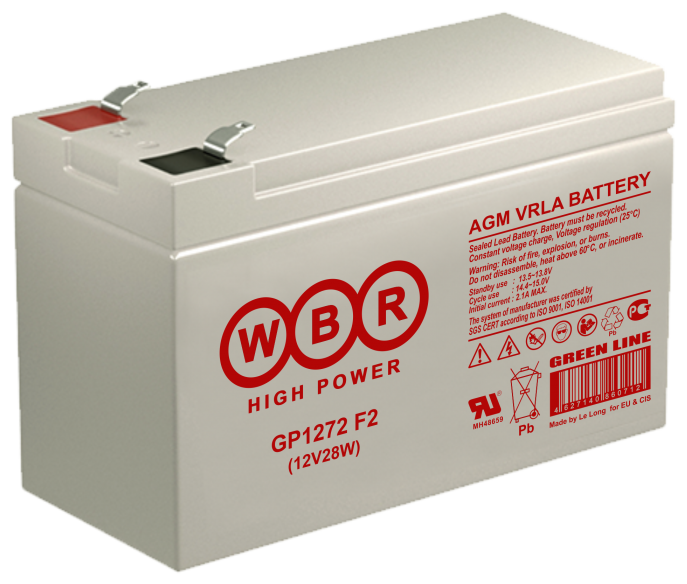 Аккумулятор WBR GPL1272 12В, 7,2Ач wbr аккумулятор wbr gp12260 12в 26 а ч
