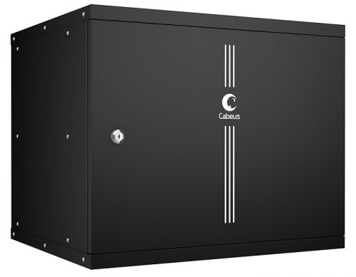Шкаф настенный 19, 9U Cabeus WSC-05D-9U55/45m-BK серия LIGHT разборный, дверь металл, цвет черный