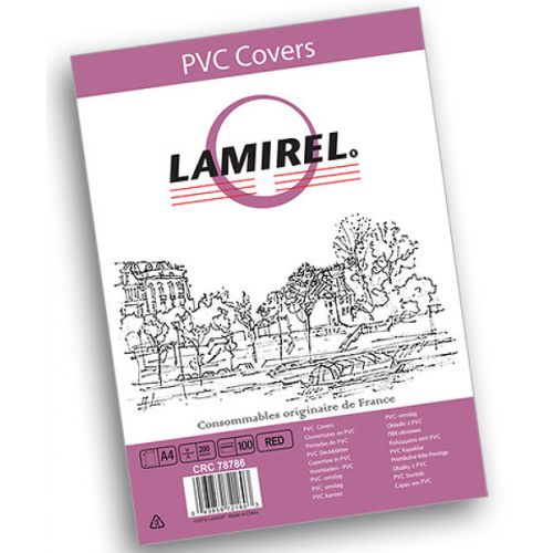 Обложка Fellowes LA-78786 Lamirel Transparent A4, PVC, красные, 200мкм, 100шт