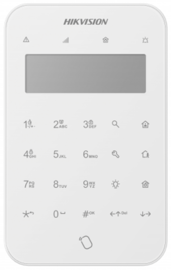 Клавиатура HIKVISION DS-PK1-LT-WE с LCD-экраном и двусторонней беспроводной связью (AXPRO); f-раб.868 МГц