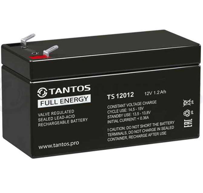 Аккумулятор Tantos TS 12012 12В 1,2 Ач свинцово-кислотный, AGM аккумулятор тяговый mnb hr1221w 12в 5 2 ач agm