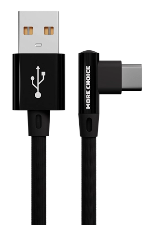 Кабель интерфейсный More Choice K27a USB 2.1A для Type-C нейлон 1м Black, цвет черный K27a Black - фото 1