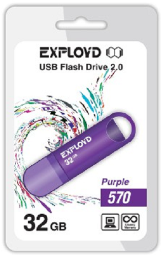 

Накопитель USB 2.0 32GB Exployd 570 пурпурный, 570