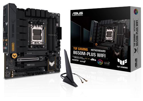 Материнская плата mATX ASUS TUF GAMING B650M-PLUS WIFI (AM5, AMD B650, 4*DDR5 (6400), 4*SATA 6G RAID