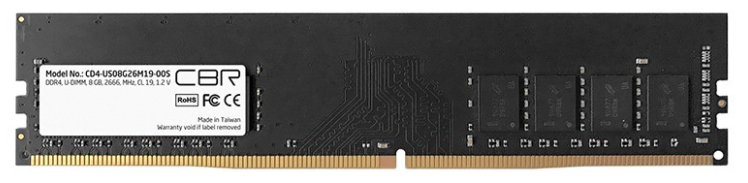 

Модуль памяти DDR4 8GB CBR CD4-US08G26M19-00S PC4-21300, 2666MHz, CL19, single rank, CD4-US08G26M19-00S