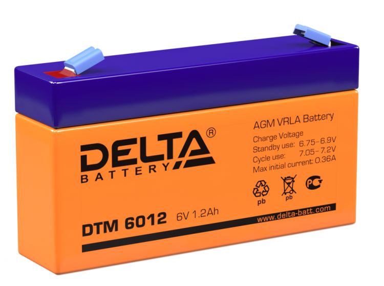 

Батарея Delta DTM 6012 6В, 1,2Ач, 97мм/24мм/58мм, DTM 6012
