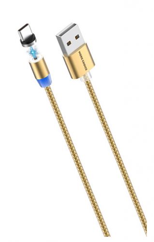 Кабель интерфейсный More Choice K61Sa Smart USB 3.0A для Type-C Magnetic нейлон 1м Gold, цвет золотой