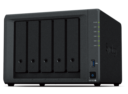 

Сетевой накопитель Synology DiskStation DS1522+ 5x3.5”/2.5" SATA, 2xNVMe, 2xUSB3.2Gen1, 2xeSATA, 4xUTP Gigabit, без HDD, DiskStation DS1522+