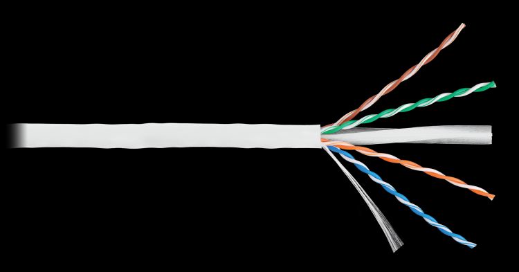 

Кабель витая пара U/UTP 6 кат. 4 пары NIKOLAN NKL 4140C-WT 23AWG(0.55 мм), медь, одножильный (solid), внутренний, LSZH, нг(A)-HFLTx, белый, уп/305м, NKL 4140C-WT