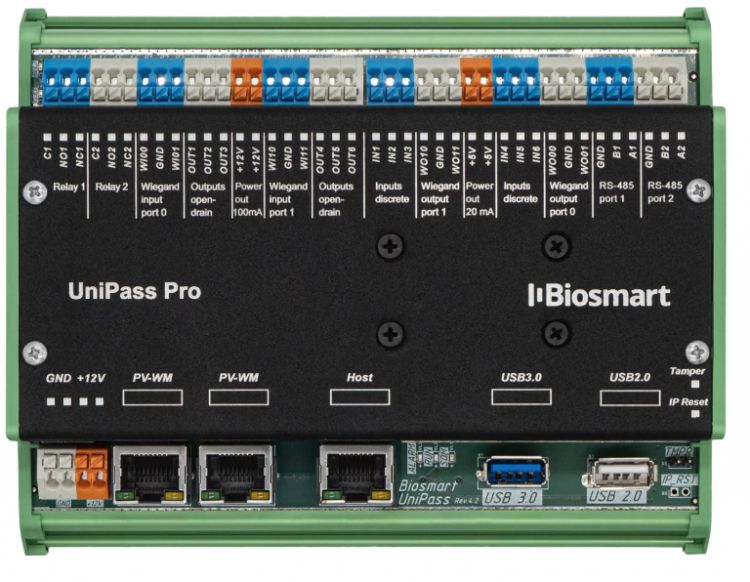 Контроллер BioSmart UniPass Pro управления доступом в бесконтактных СКУД и системах учета рабочего времени по венам ладони и RFID-картам