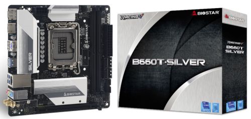 Материнская плата mini-ITX Biostar B660T-SILVER (LGA1700, B660, 2*DDR4 (5000), 4*SATA 6G, 2*M.2, PCI
