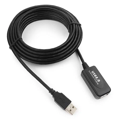 

Кабель интерфейсный USB 2.0 удлинитель Cablexpert AM-AF UAE016-BLACK 4.8 м, активный, блистер, черный, AM-AF