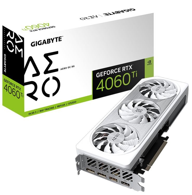 Видеокарта PCI-E GIGABYTE GeForce RTX 4060 Ti AERO OC (GV-N406TAERO OC-8GD) 8GB GDDR6 128bit 8nm 2310/18000MHz 2*HDMI/2*DP