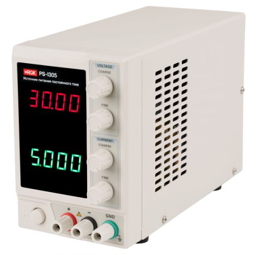 Источник питания RGK PS-1305 одноканальный, 0,01 В - 30 В/0,001 А до 5 А, работает от сети 110 В или