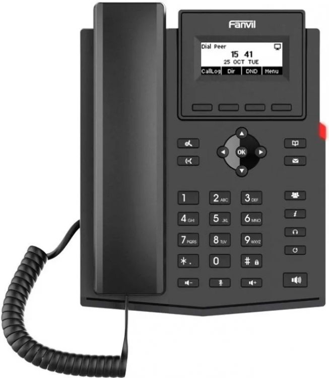 Телефон VoiceIP Fanvil X301P 2xEthernet 10/100, LCD 128x48, дисплей 2,3, 2 аккаунта SIP, G722, Opus, Ipv-6, порт для гарнитуры, книга на 1000 записей,