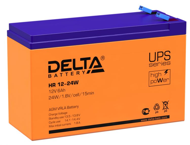 Батарея Delta HR 12-24W 12В, 6Ач, 151х52х99мм