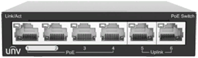 

Коммутатор PoE UNIVIEW NSW2020-6T-POE-IN 6*100Мбит/с RJ45, включая 4 PoE порта, до 250м, PoE: 802.3at/af, 60 Вт, максимальная мощность для одного порт, NSW2020-6T-POE-IN