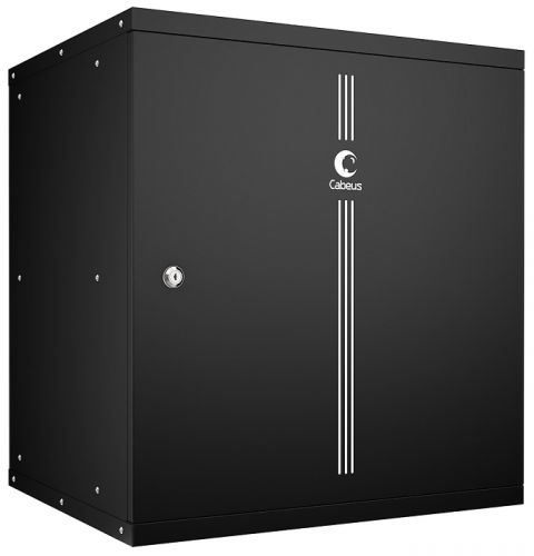 Шкаф настенный 19, 12U Cabeus WSC-05D-12U55/45m-BK серия LIGHT разборный, дверь металл, цвет черный