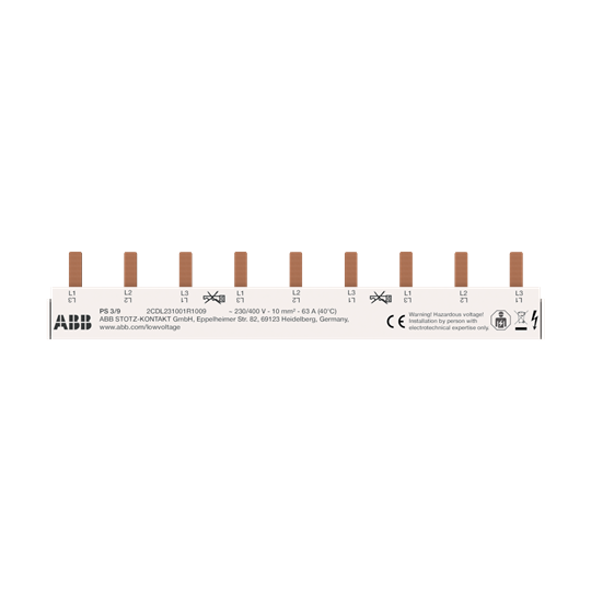 

Шина ABB 2CDL231001R1009 PS3/9 3Р к. 9мод.63А, 2CDL231001R1009