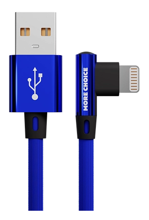 Кабель интерфейсный More Choice K27i USB 2.1A для Lightning 8-pin нейлон 1м Blue, цвет синий